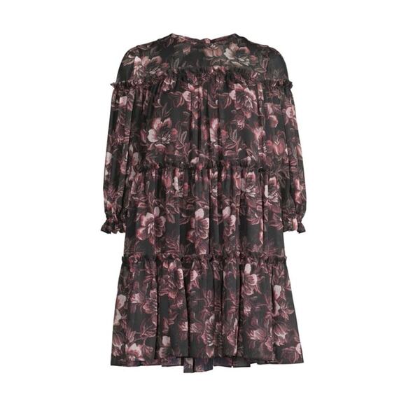 TED BAKER Barnabe Tiered Printed Mini Swing Dress Size 2 - Picture 4 of 9